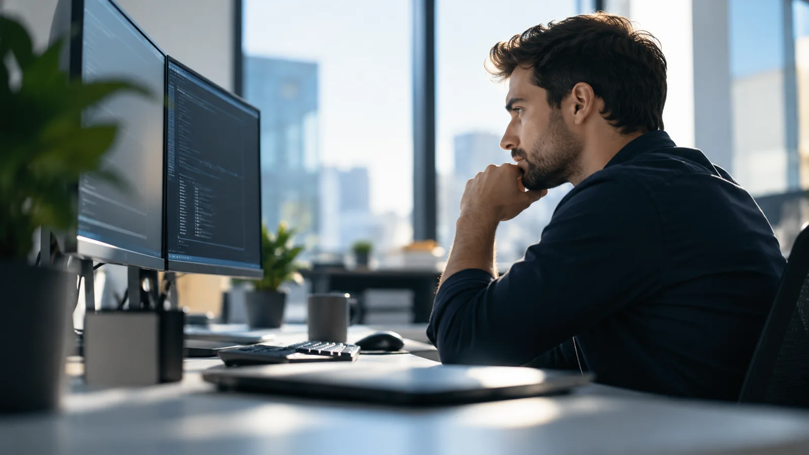 Security specialists monitoring business systems