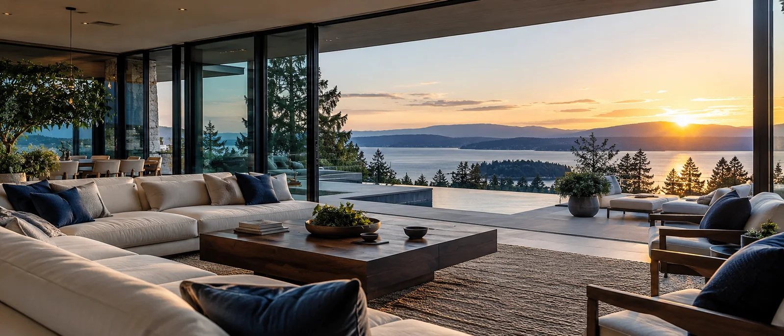 Modern home with a pool and outdoor living area